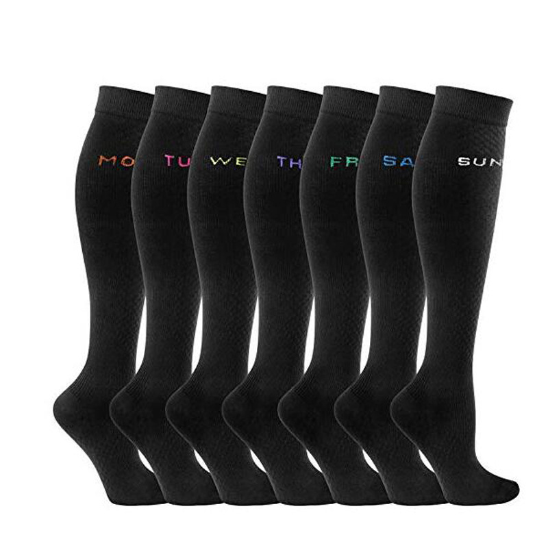 7 Pairs 7 Days Compression Socks Fashion Week Socks Breathable Sports Running Socks 20-30 mmHg